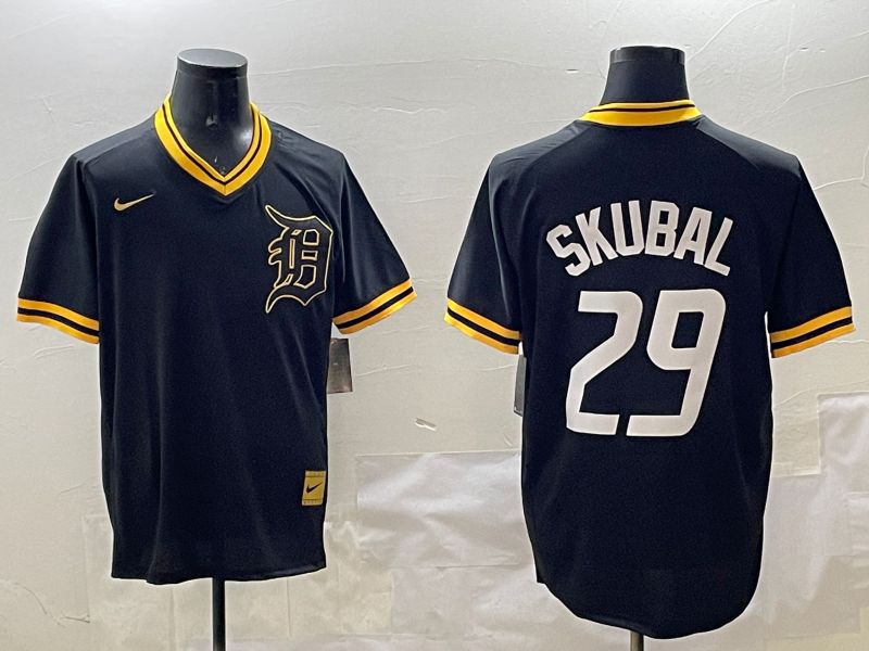 Men Detroit Tigers #29 Skubal Black Gold Game 2025 Nike MLB Jersey style 1->detroit tigers->MLB Jersey